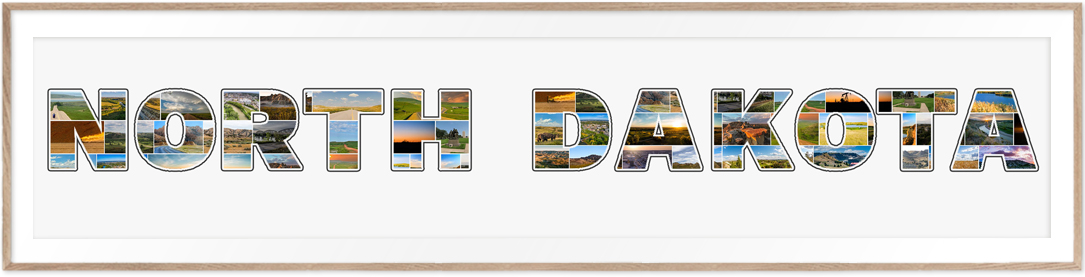 Un collage Dakota du nord en souvenir original de votre voyage
